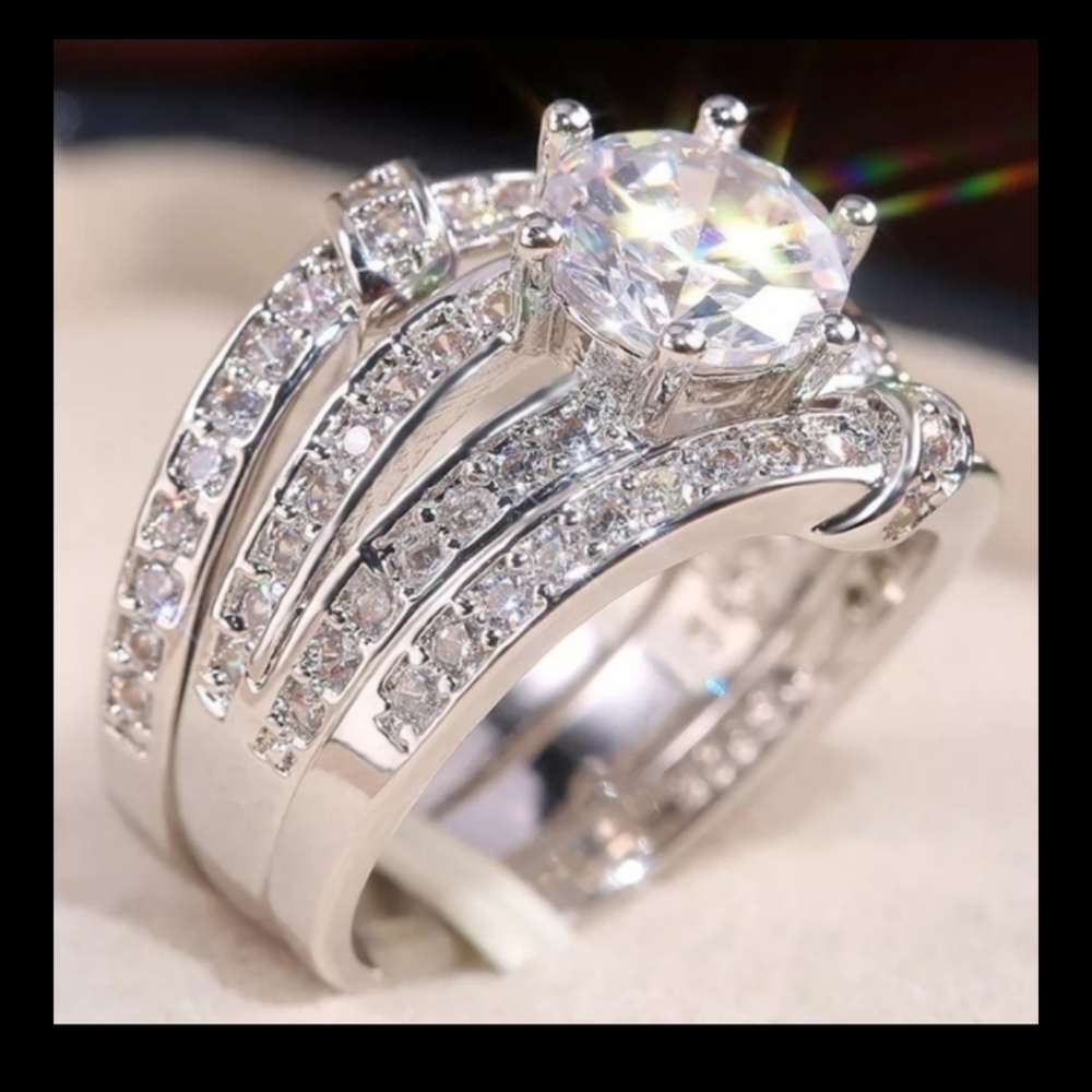 3ct Wedding Engagement 3 Ring Set NEW